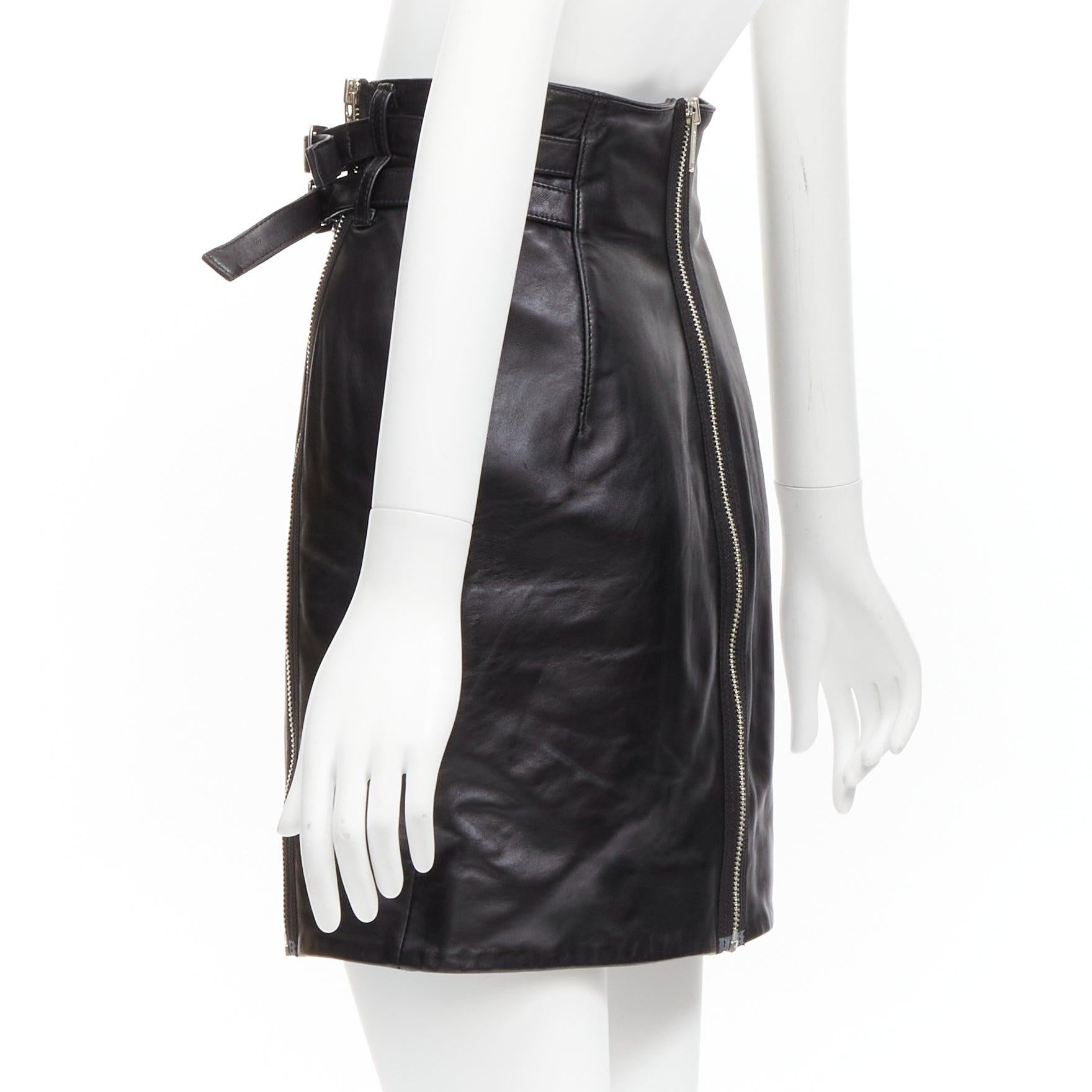 new UNDERCOVER black sheep leather silver zip motorcycle biker skirt JP2 M For Sale 1