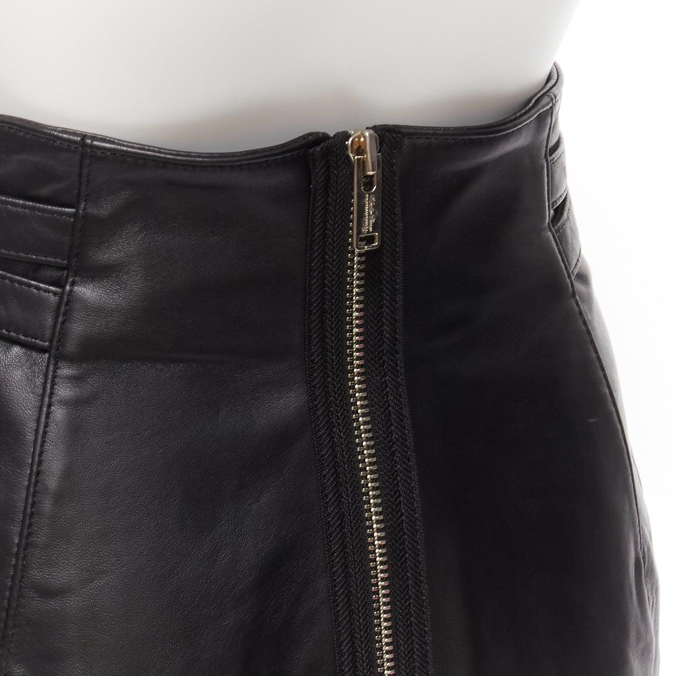 new UNDERCOVER black sheep leather silver zip motorcycle biker skirt JP2 M For Sale 2