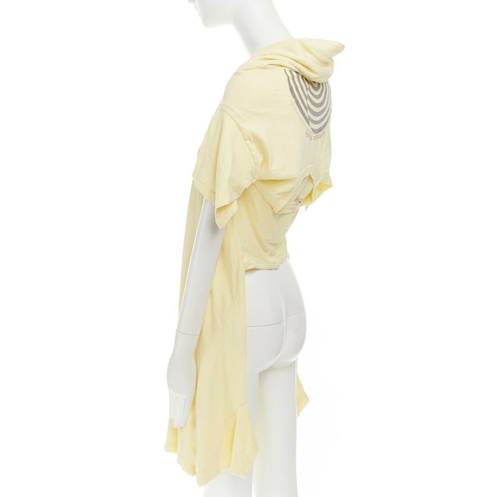 Women's new UNDERCOVER Chuut! print yellow cotton deconstructed  t-shirt tunic top JP2 M