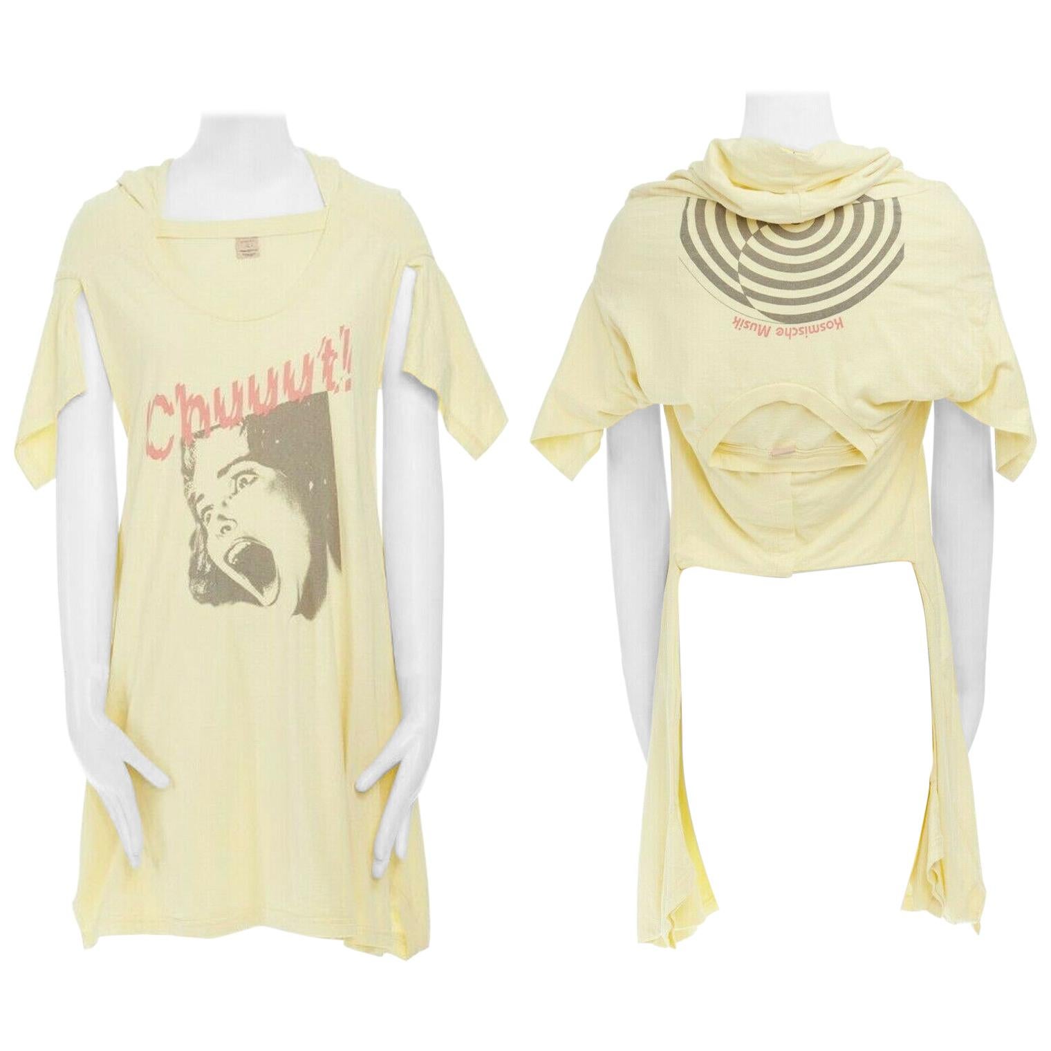 new UNDERCOVER Chuut! print yellow cotton deconstructed  t-shirt tunic top JP2 M