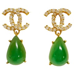New Unheated Green 33.33 Ct Aventurine Earrings 925 Silver and 18k Gold Plated