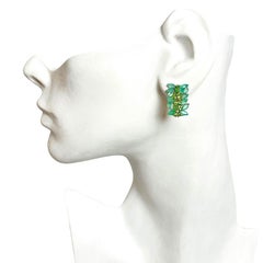 New Unheated Marquise Emerald Chrome Diopside 14k Wgold Plated Sterling Earrings