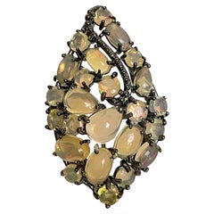 New Unheated Natural Fire Opal in Sterling Black Oxi Setting