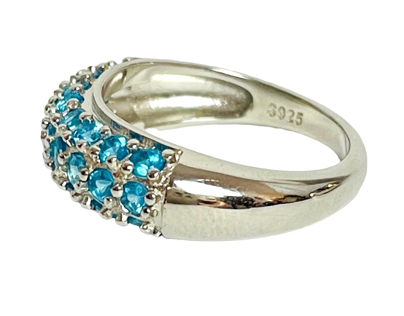 Art Deco New Unheated Paraiba Blue Apatite 14K White Gold Plate 925 Sterling Ring 6.75