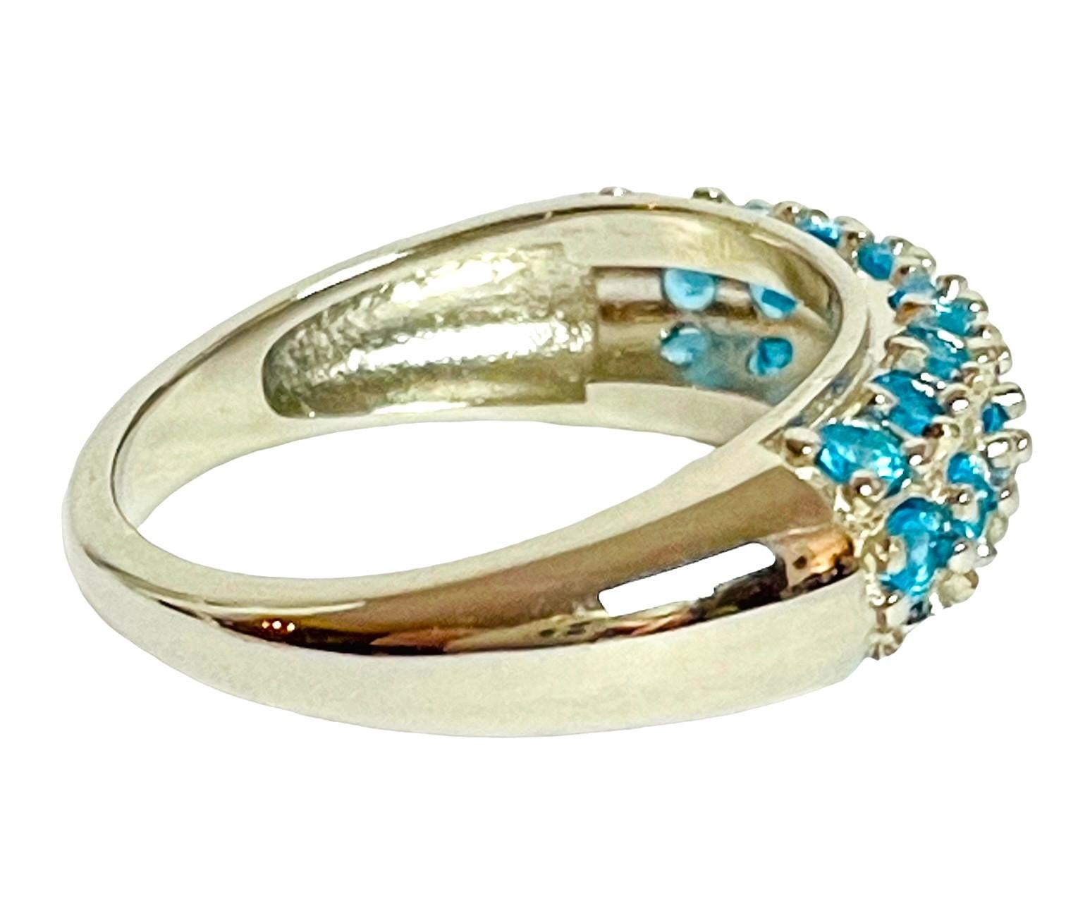 New Unheated Paraiba Blue Apatite 14K White Gold Plate 925 Sterling Ring 6.75 In New Condition In Eagan, MN