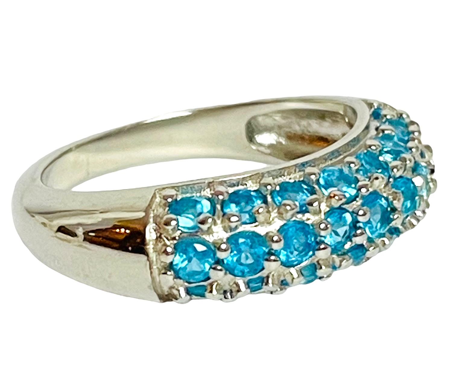 Women's New Unheated Paraiba Blue Apatite 14K White Gold Plate 925 Sterling Ring 6.75