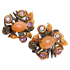 New Unheated Pink Opal 
Amethyst Handmade Earrings 925 Sterling