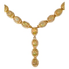 New Unheated Rainbow Fire Opal 14k Yellow Gold Plated Necklace