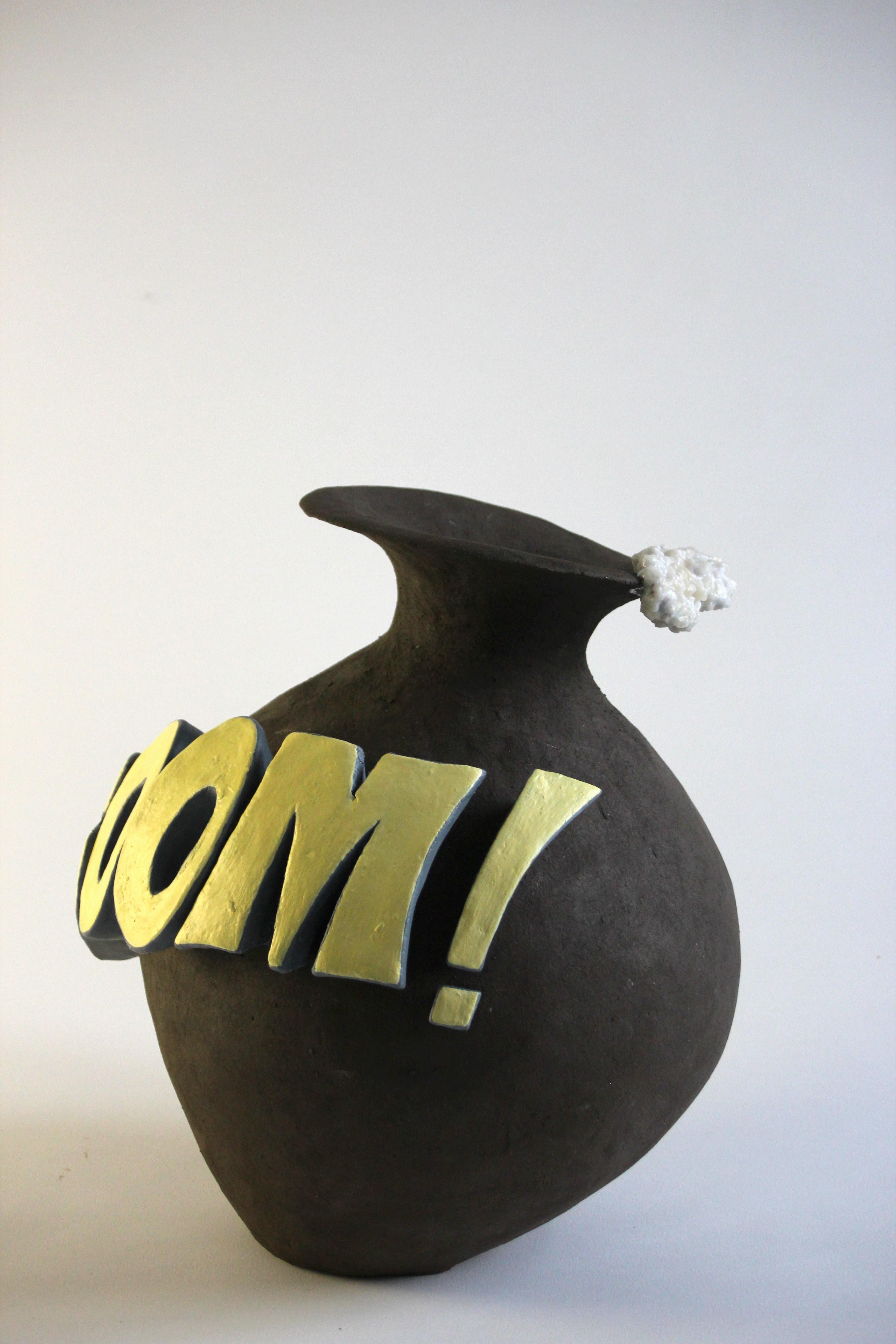 Modern New Unique Contemporary Ceramic Vase with Cartoon Font, Designer Teemu Salonen