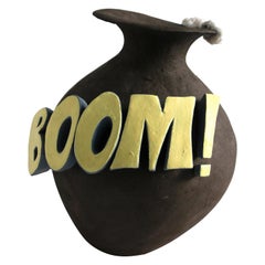 New Unique Contemporary Ceramic Vase with Cartoon Font, Designer Teemu Salonen