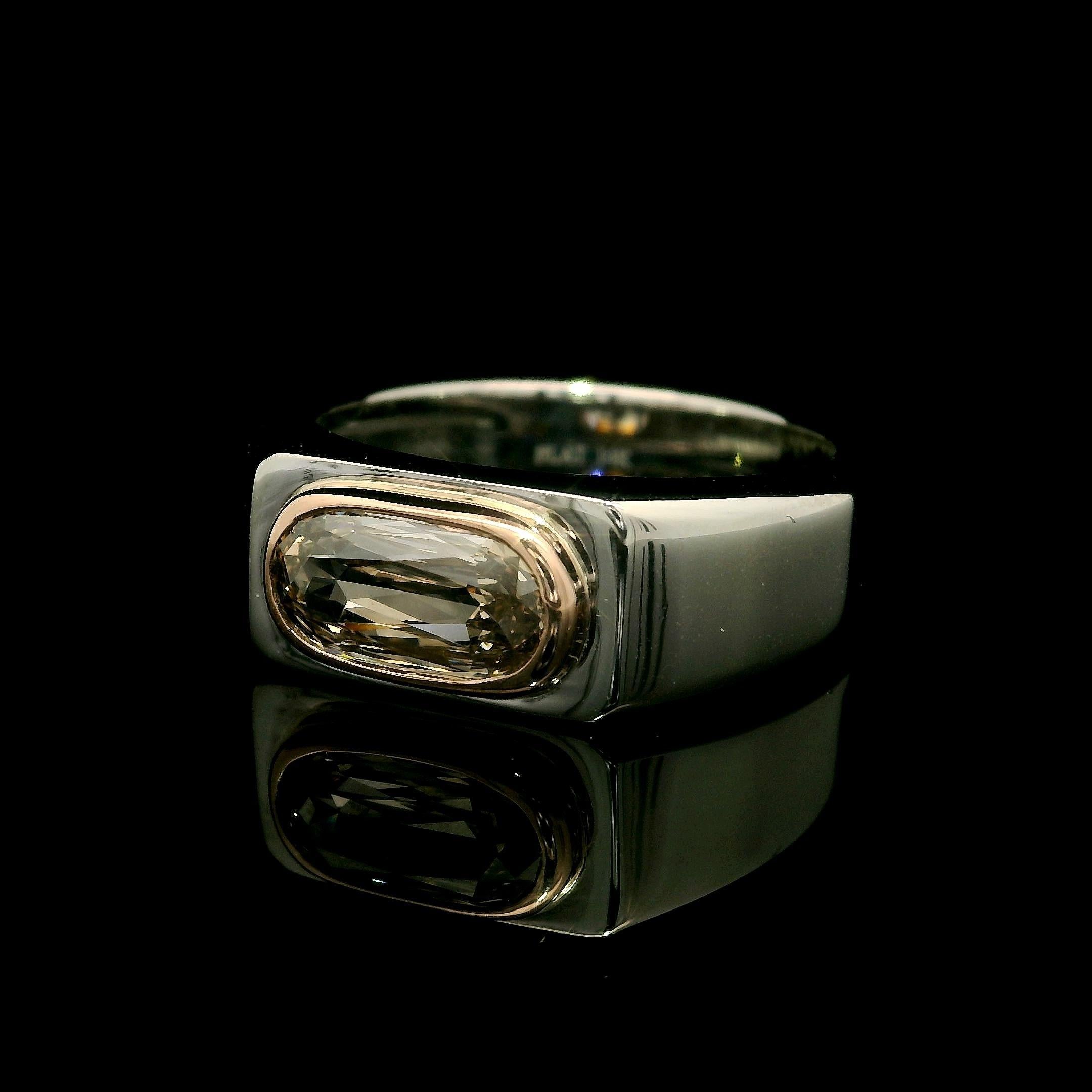 New Unique Unisex Platinum & 14k Rose Gold GIA 1.18ct Fancy Diamond Band Ring In New Condition For Sale In Montclair, NJ