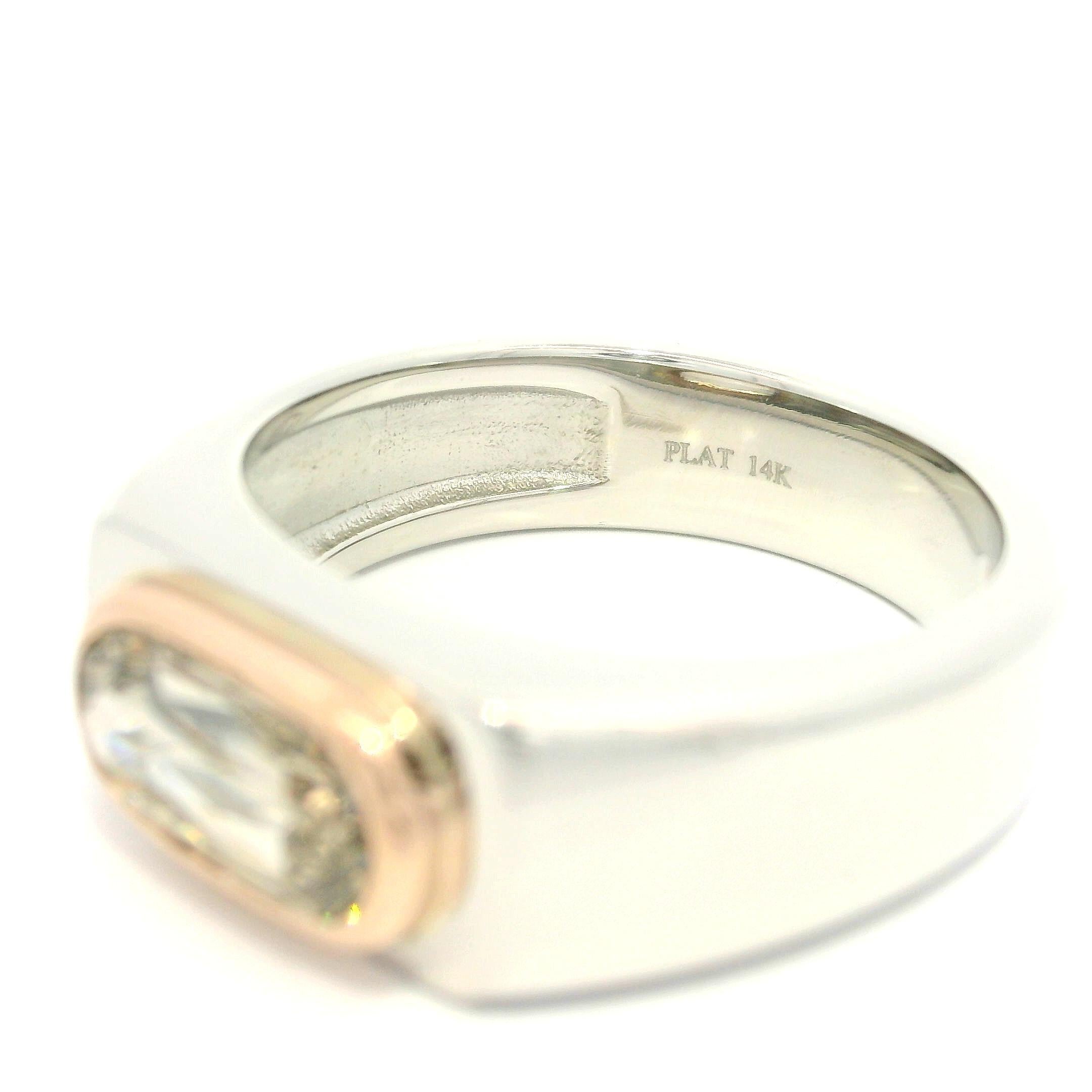 New Unique Unisex Platinum & 14k Rose Gold GIA 1.18ct Fancy Diamond Band Ring For Sale 3