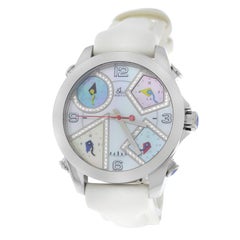 New Unisex Jacob & Co. Five 5 Time Zone Steel Diamond Mother of Pearl Watch