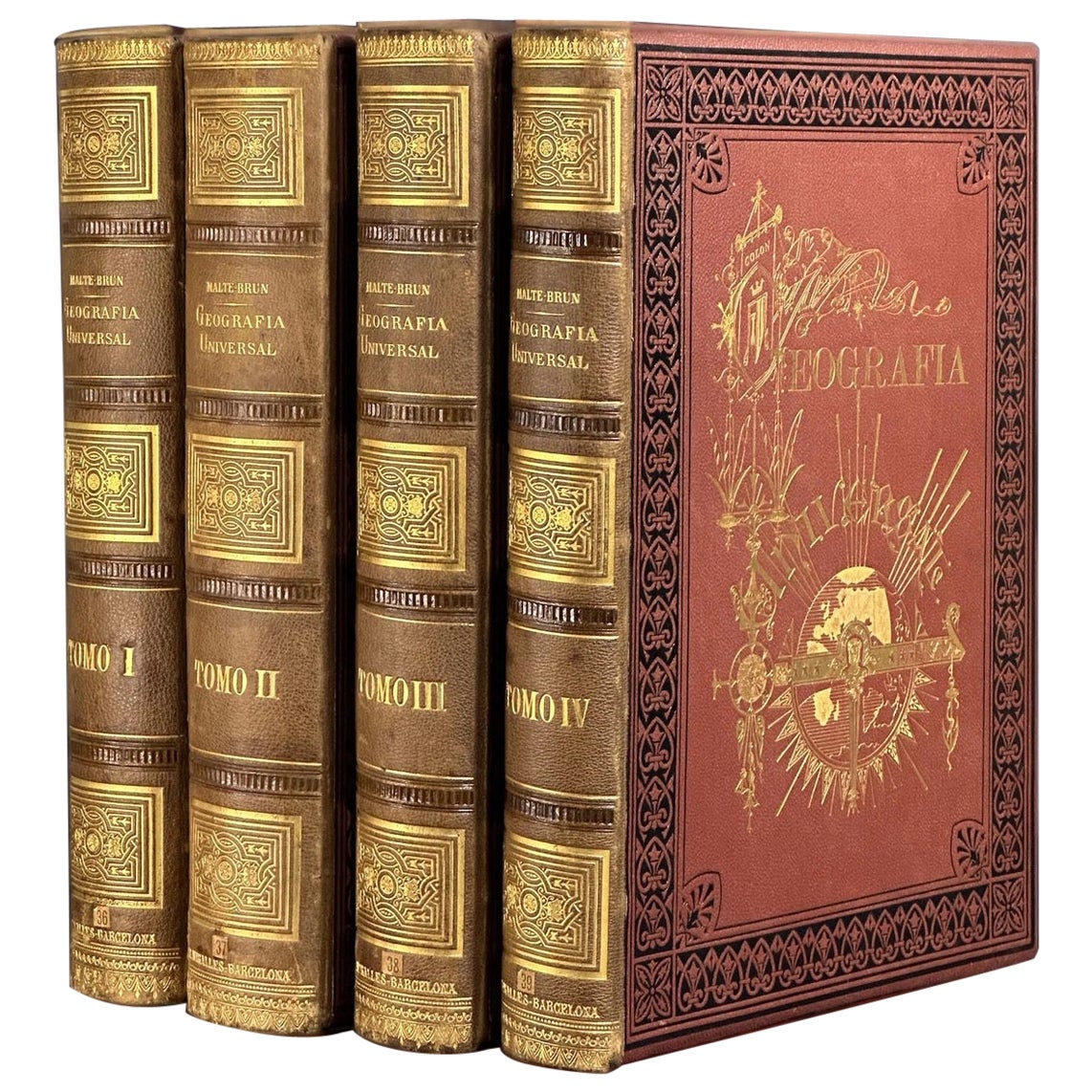 New Universal Geography. 4 volumes. A very rare publication that was preserved.