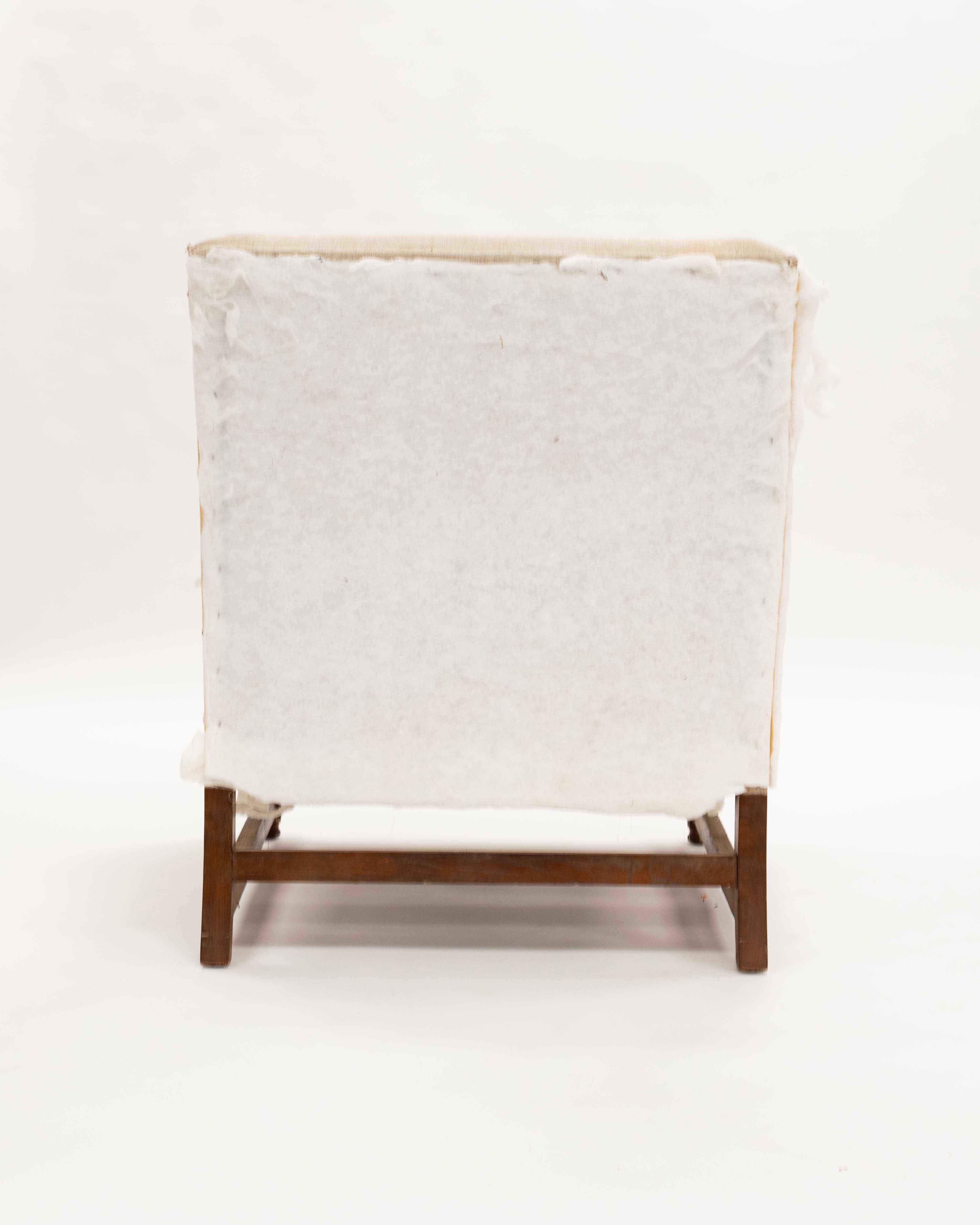 20th Century New Unupholstered Large Wing Chair and Matching Ottoman
