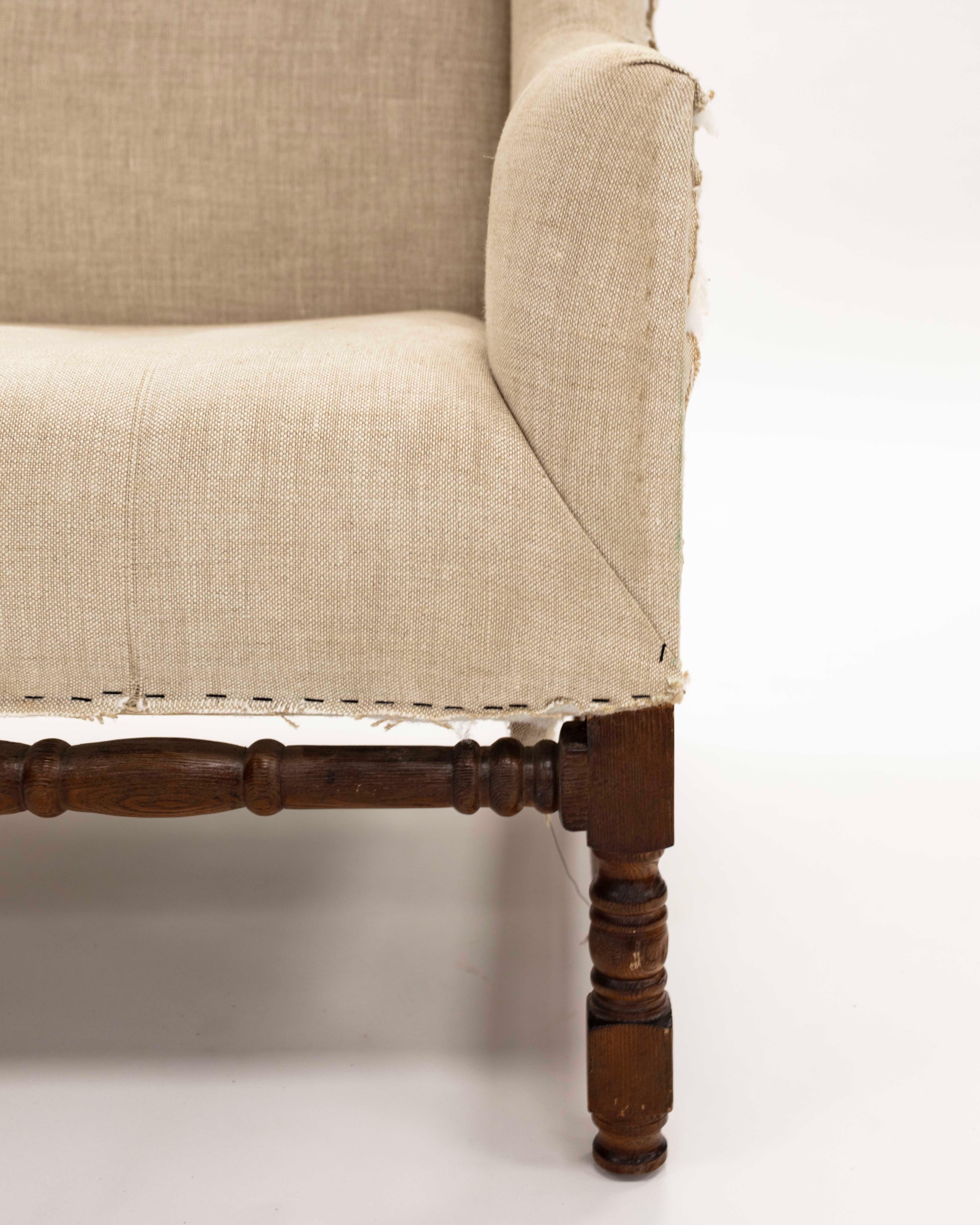 New Unupholstered Large Wing Chair and Matching Ottoman 1