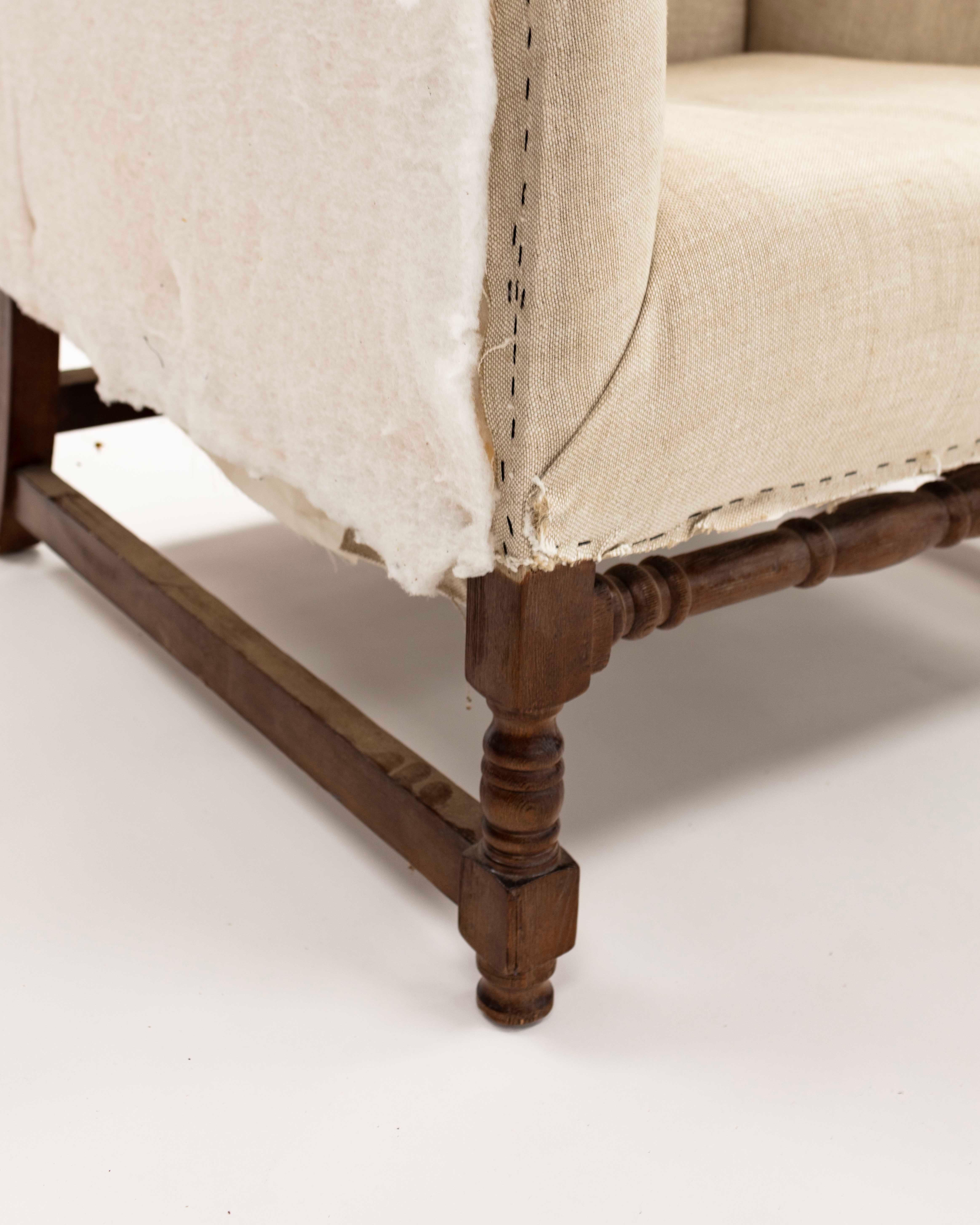 New Unupholstered Large Wing Chair and Matching Ottoman 4