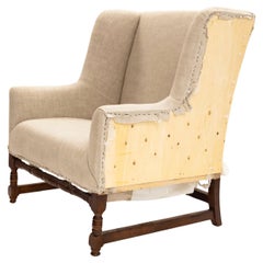 New Unupholstered Large Wing Chair and Matching Ottoman