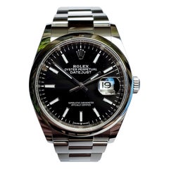 New, Unworn, Rolex Stainless Steel Datejust with Box and Card, Black Dial