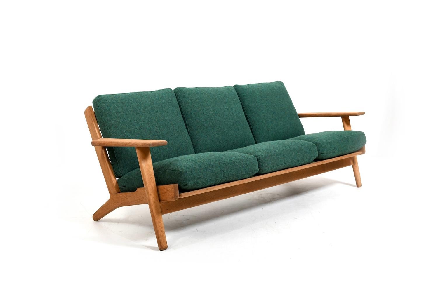 Scandinavian Modern New Upholstered Hans Wegner GE-290 / 3 Sofa 1950s For Sale