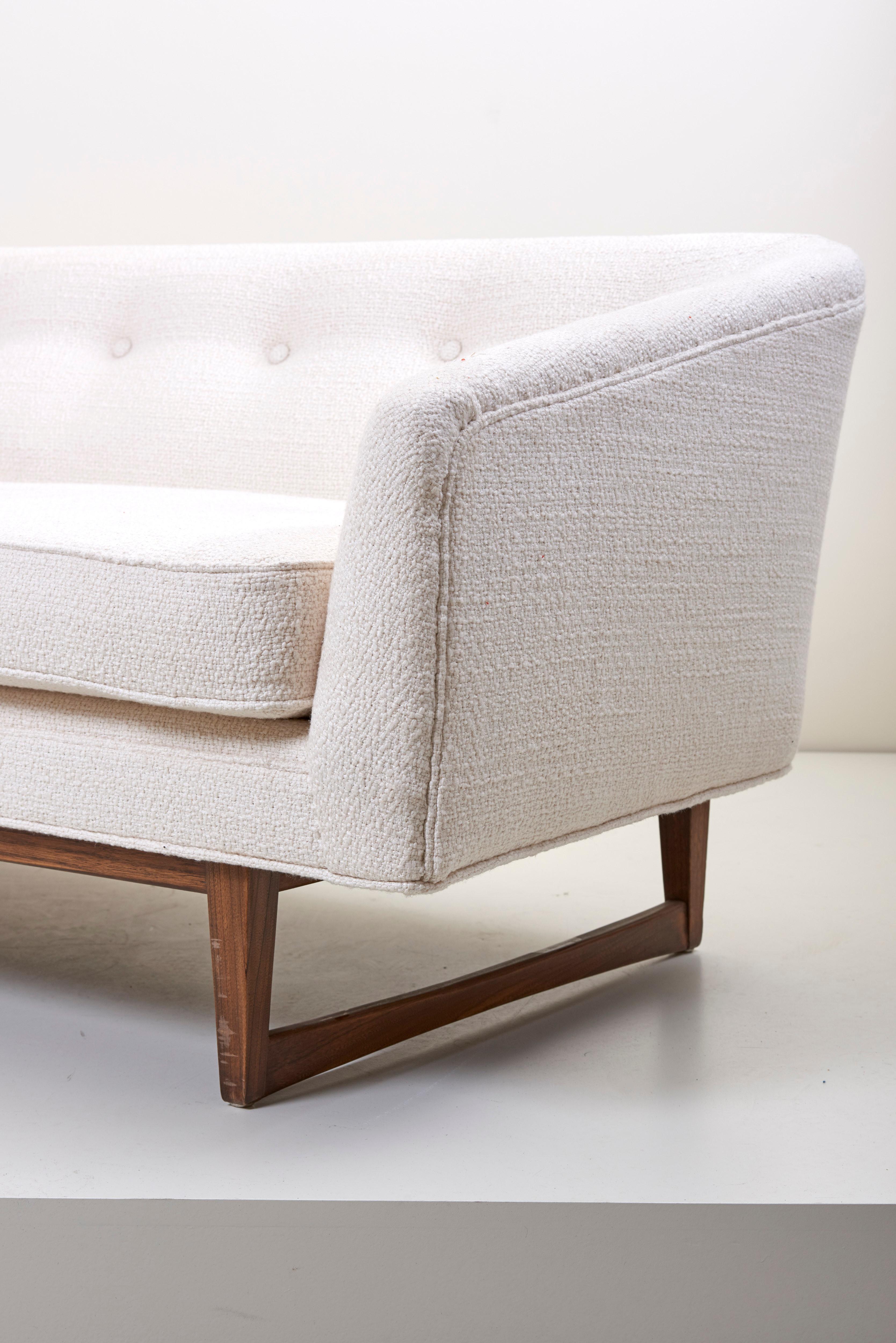 Mid-Century Modern New upholstered Harvey Probber #221 Three-Seat Sofa with Mark Alexander Fabric