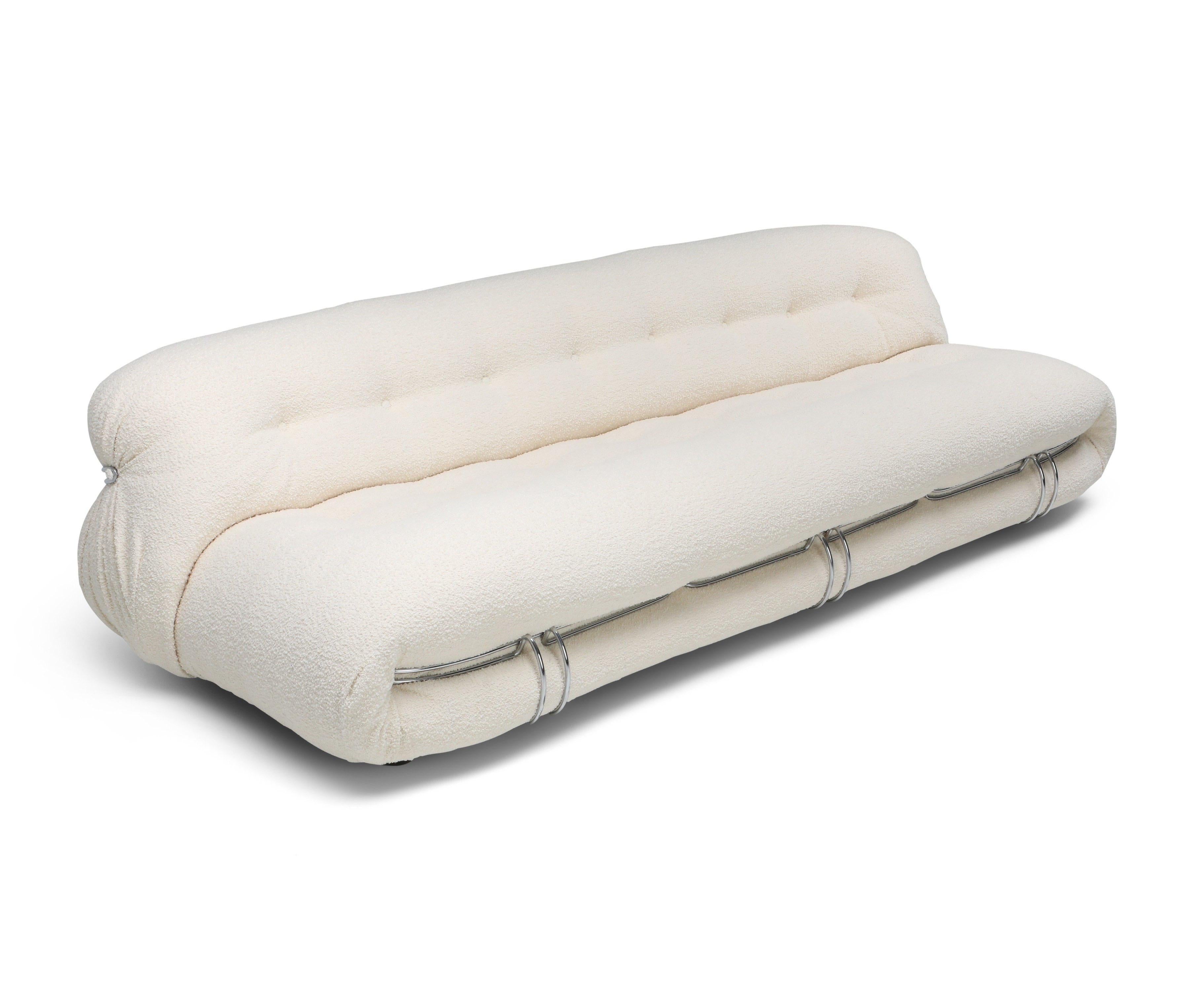 Gepolstertes Huge Afra & Tobia Scarpa Soriana Sofa und Stuhl in Bouclé, neu (Italienisch) im Angebot