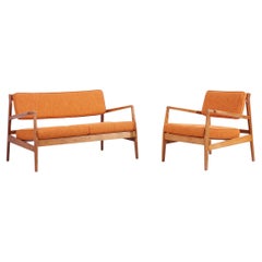 New Upholstered Orange Jens Risom Sofa Set with Missoni Fabric
