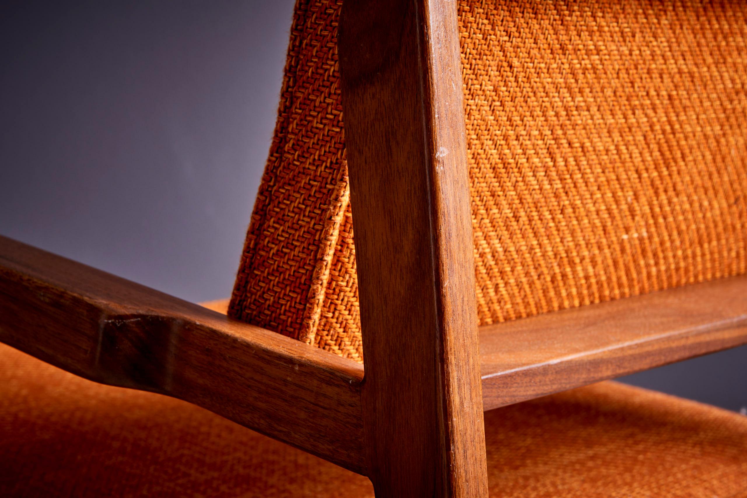 New Upholstered Orange Jens Risom Sofa Set with Missoni Fabric For Sale 11