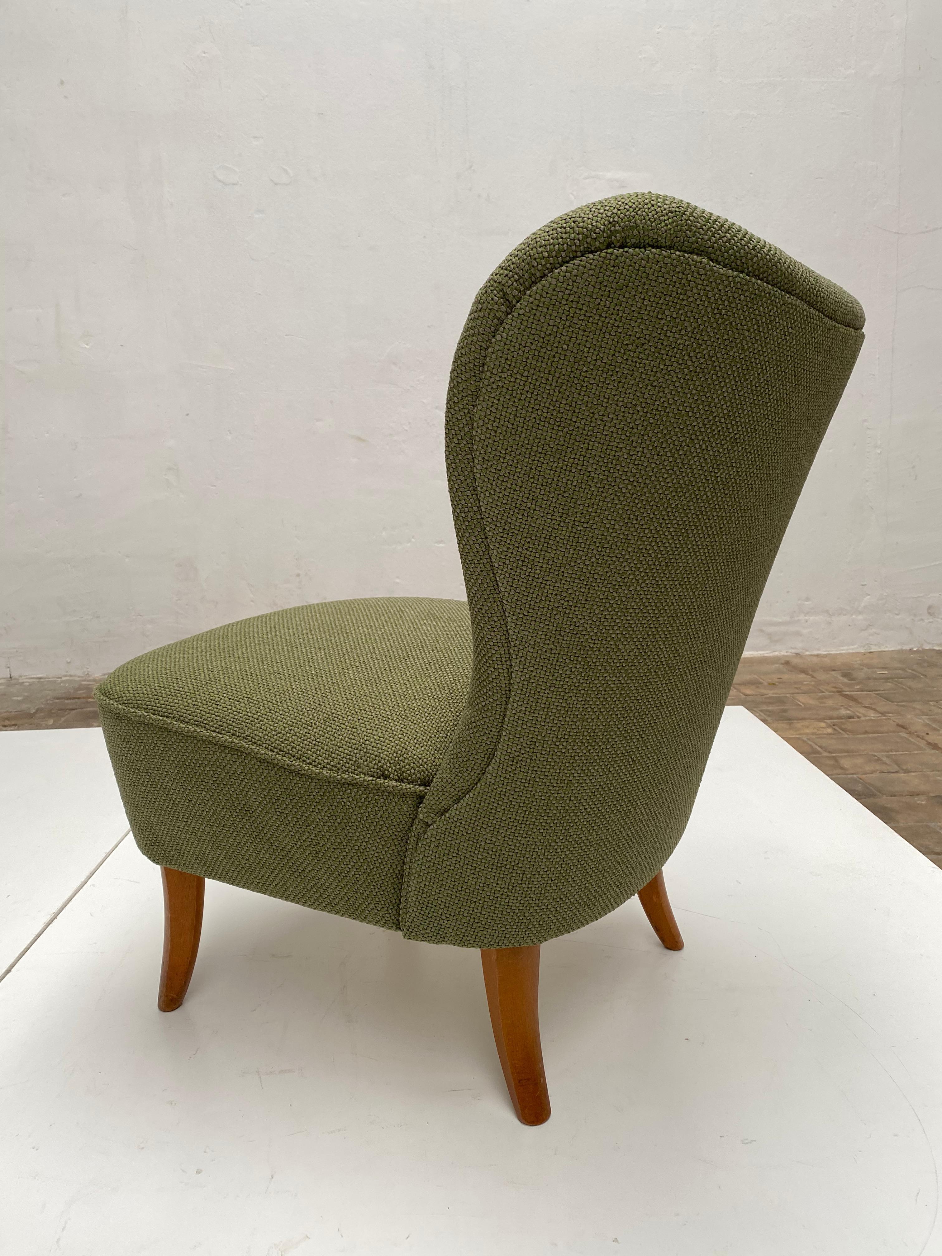 Steel New Upholstered Ploeg Wool Lounge Chair by Tijsseling, the Netherlands, 1950s