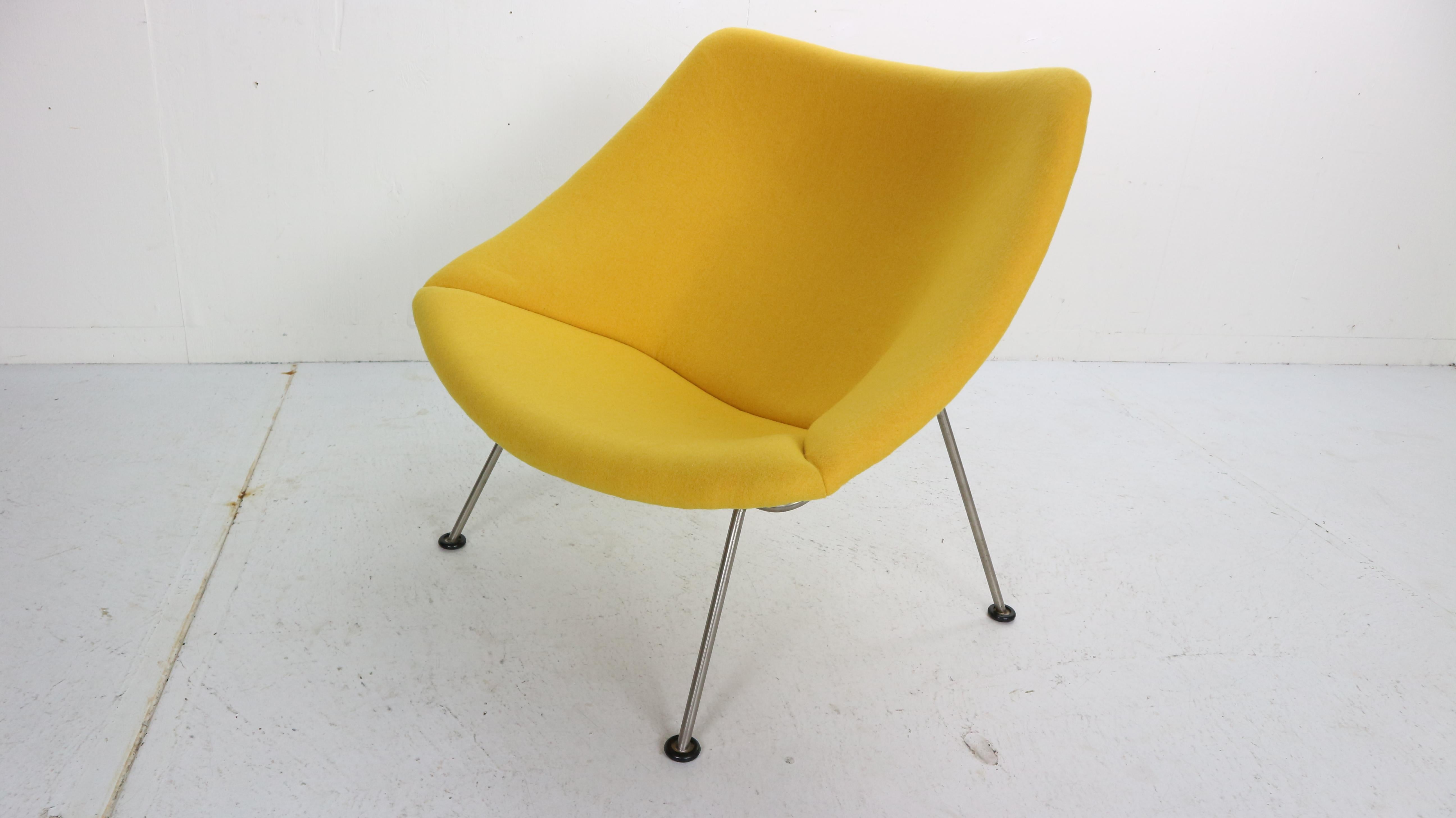 Wool New Upholstery F157 Oyster Lounge Chair by Pierre Paulin for Artifort, 1960s