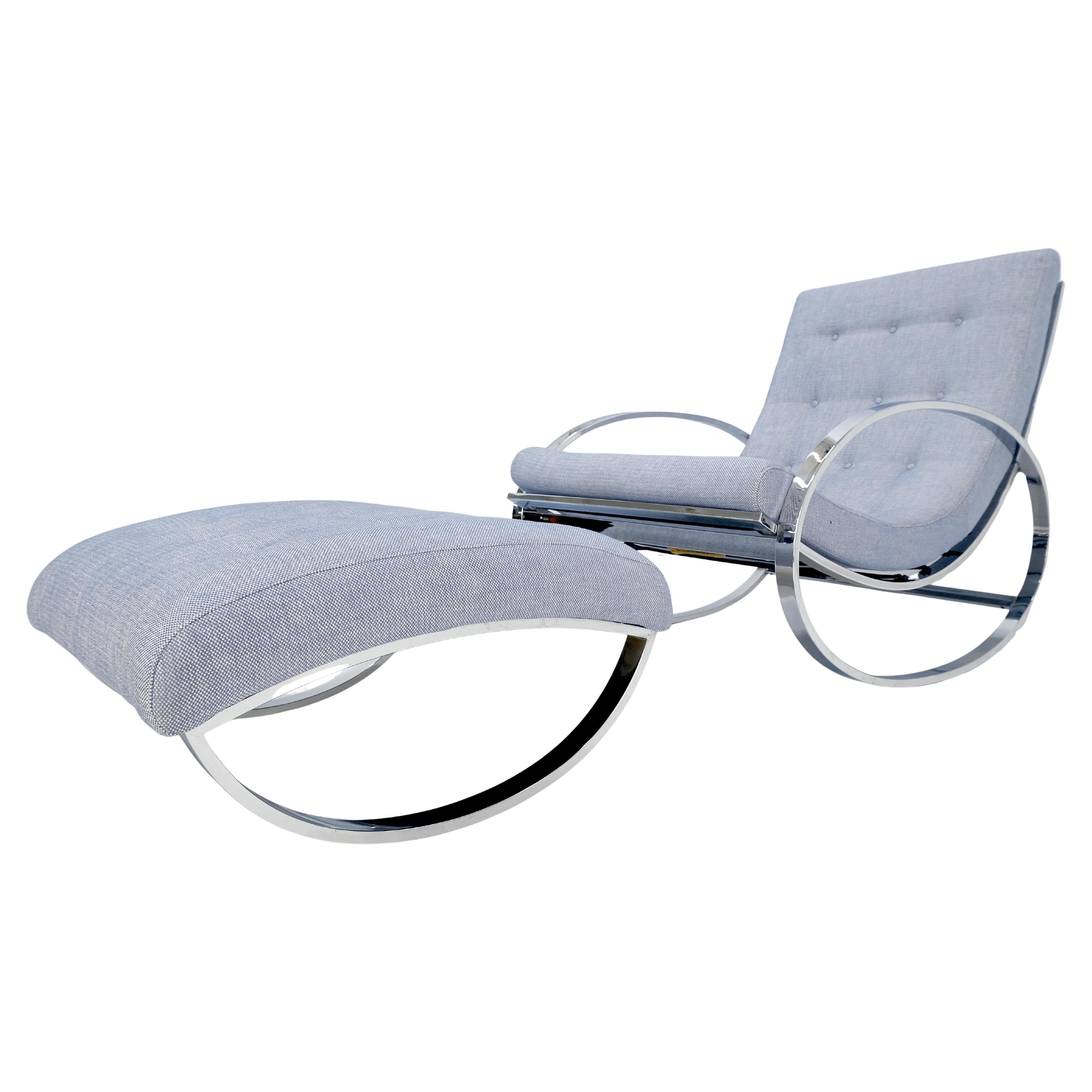 New Upholstery Renato Zevi Ellipse Base Rocking Chair & Ottoman by Selig MINT