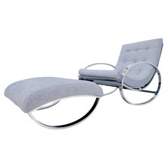 New Upholstery Renato Zevi Ellipse Base Rocking Chair & Ottoman by Selig MINT