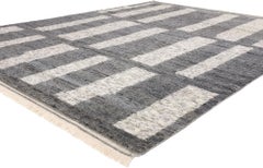 New Urban Bauhaus Modern Gray Moroccan Rug with Transitional Style