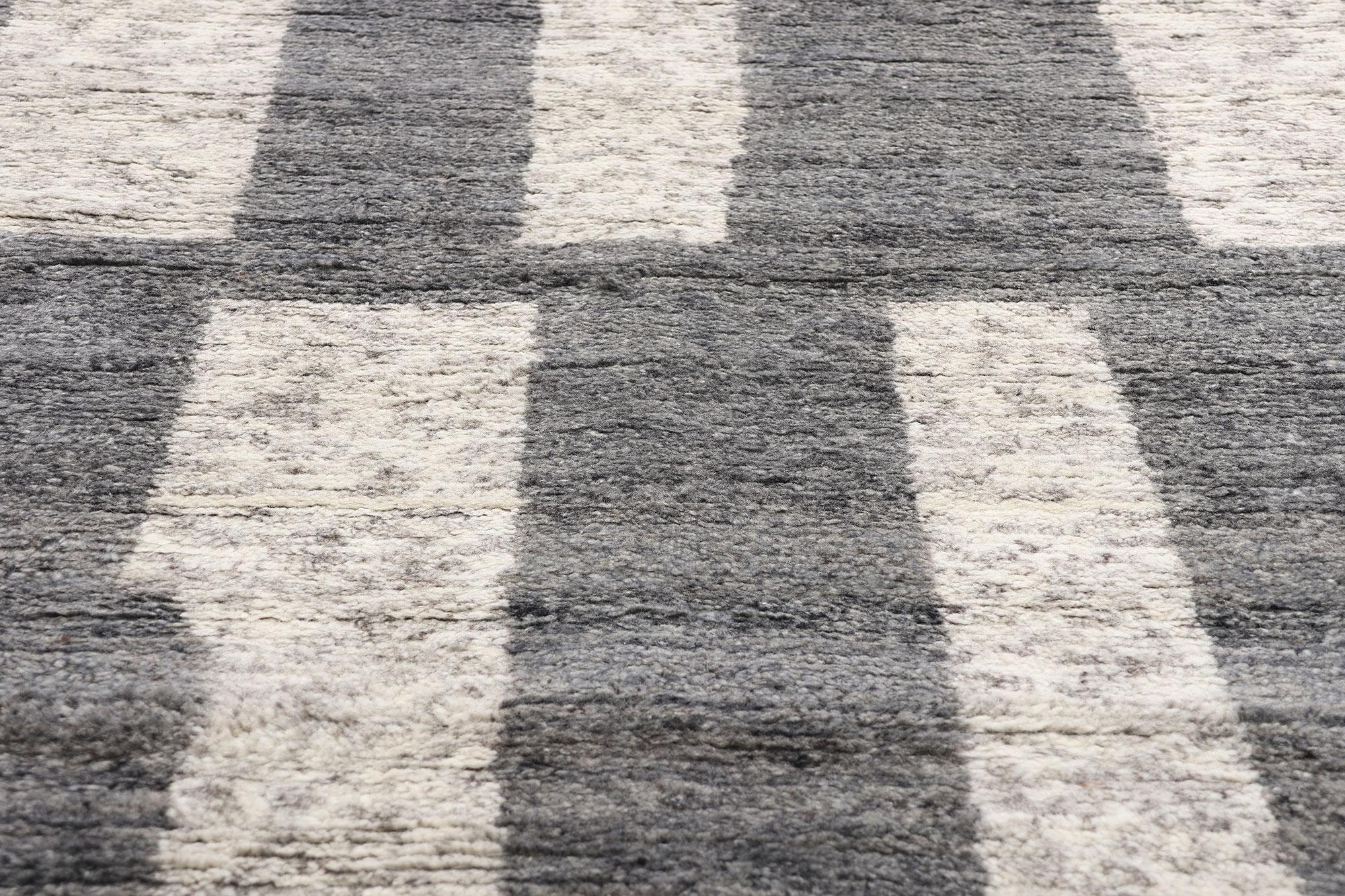 New Urban Bauhaus Modern Gray Moroccan Rug with Transitional Style In New Condition For Sale In Dallas, TX