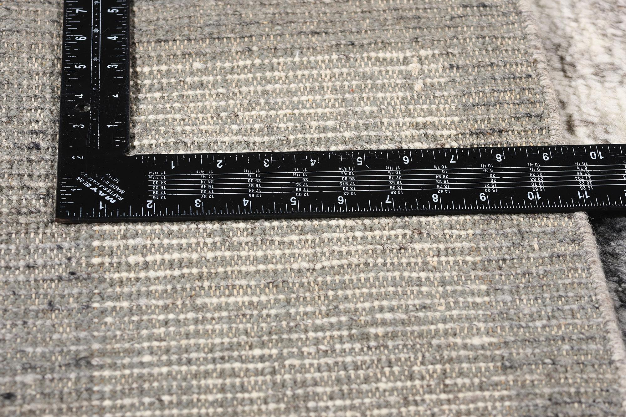 Contemporary New Urban Bauhaus Modern Gray Moroccan Rug with Transitional Style For Sale