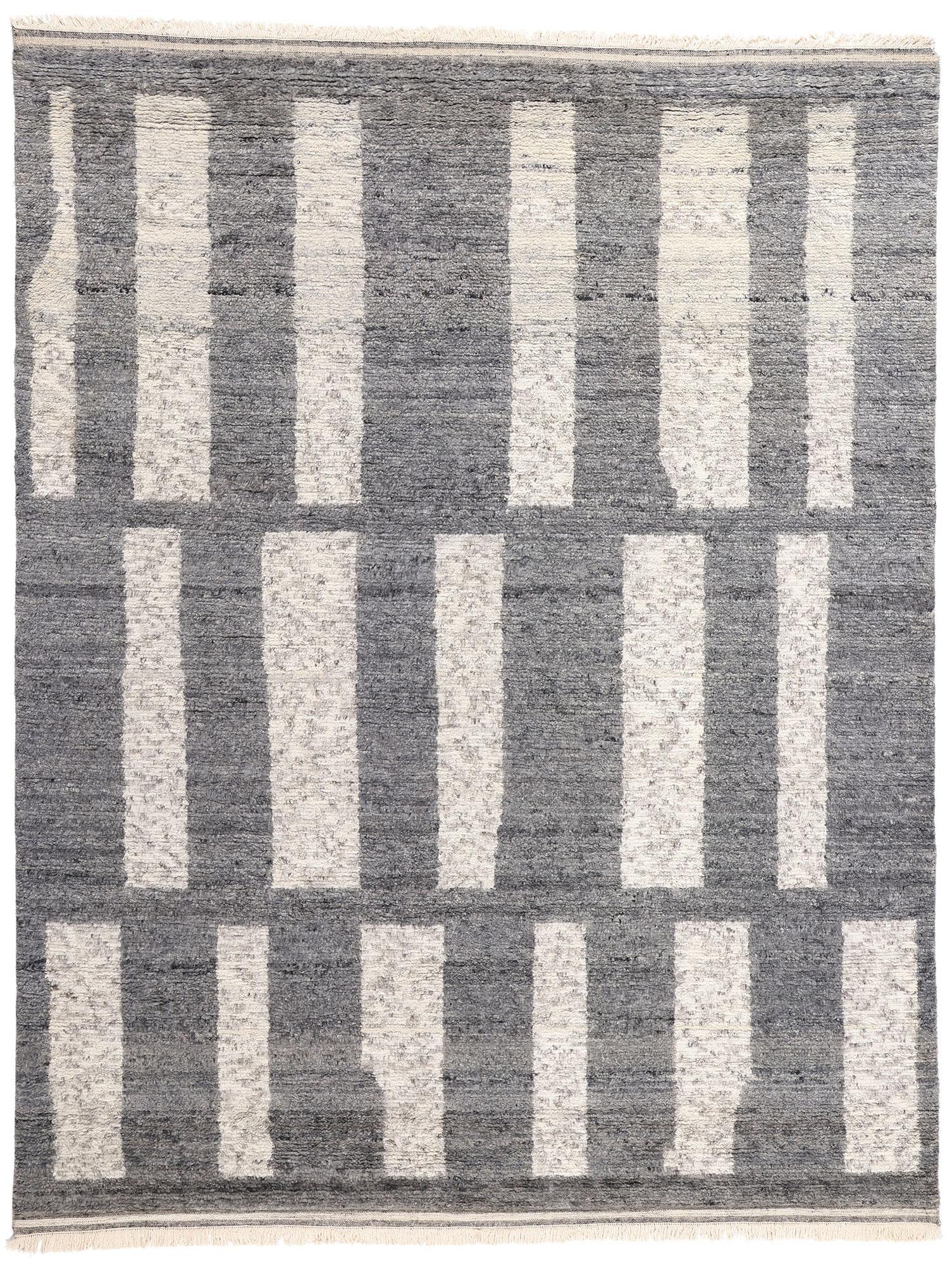 Nouveau tapis marocain Bauhaus moderne gris avec style transitionnel