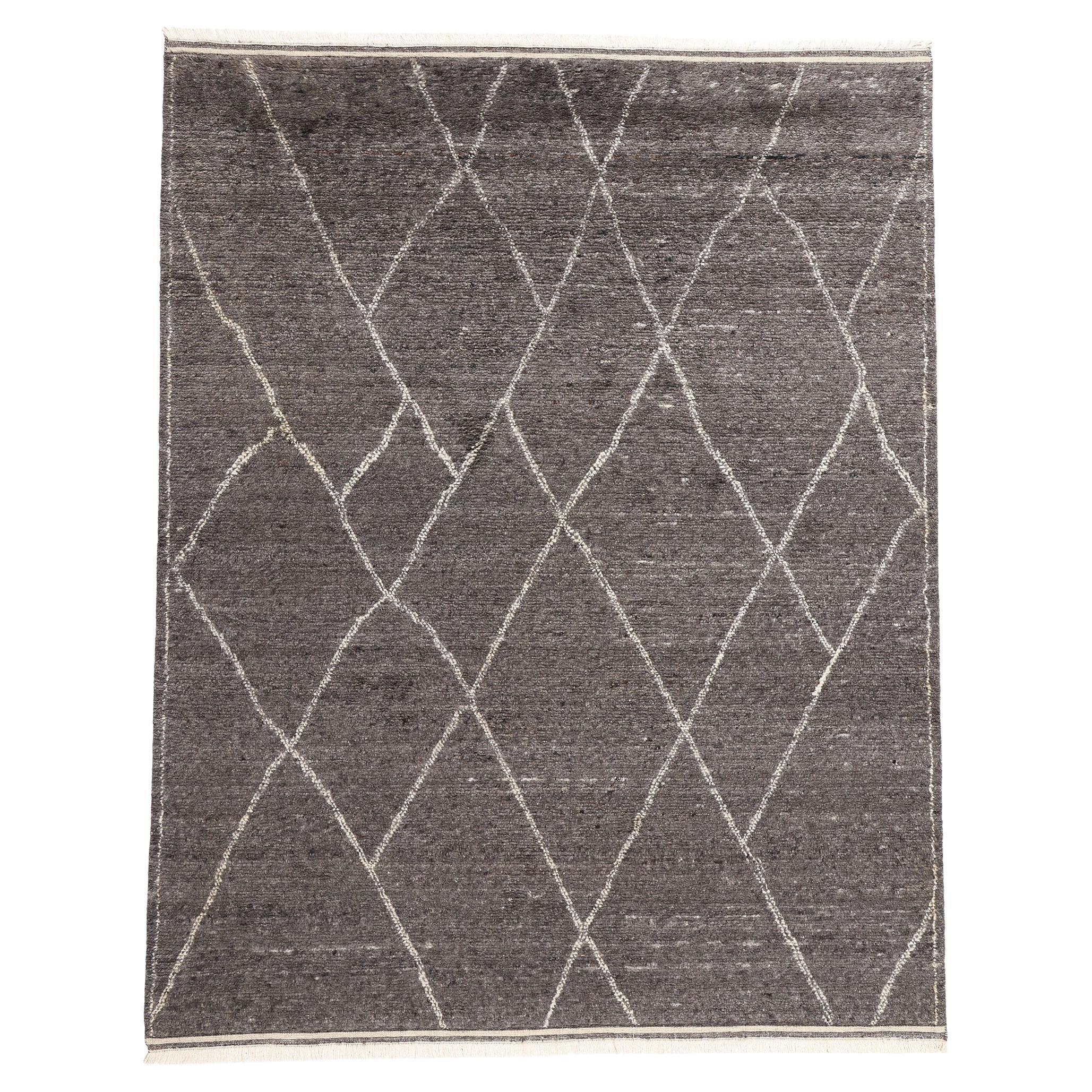 New Urban Shadow Modern Gray Moroccan Rug with Contemporary Style