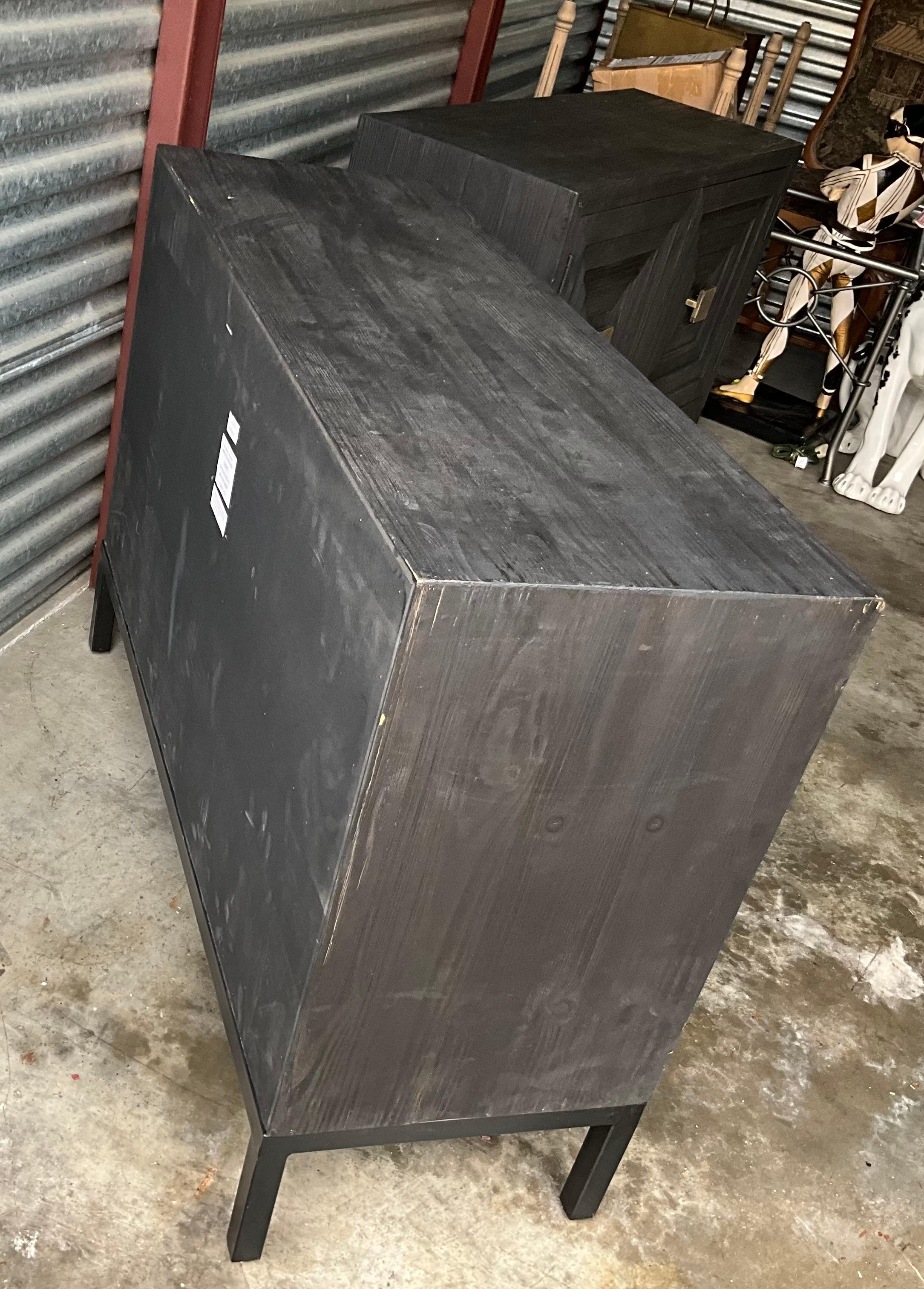 distressed black metal cabinet
