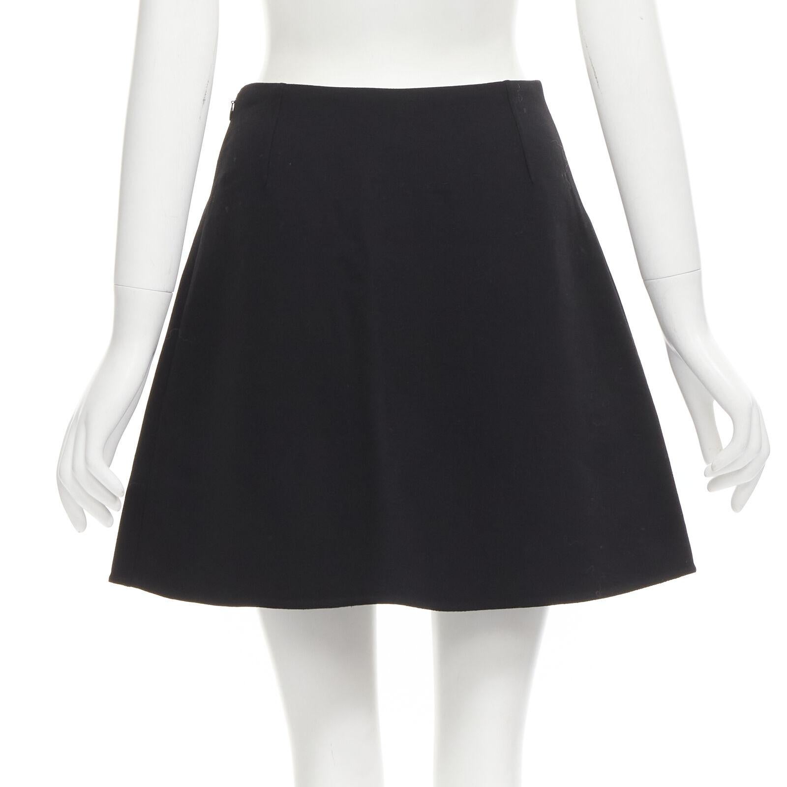 new VALENTINO 100% virgin wool black V Logo patch pocket A-line skirt IT38 XS For Sale 1