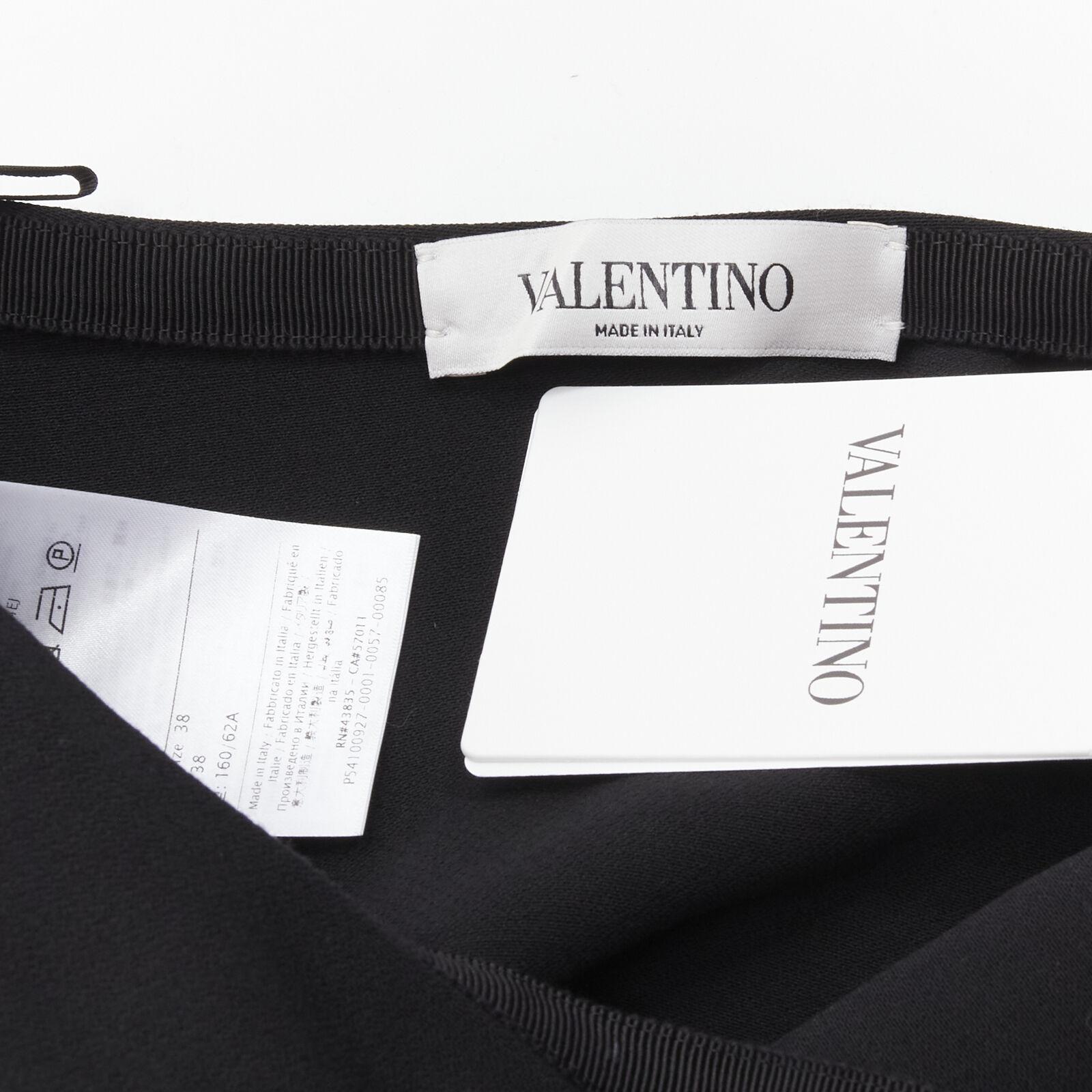 new VALENTINO 100% virgin wool black V Logo patch pocket A-line skirt IT38 XS For Sale 4