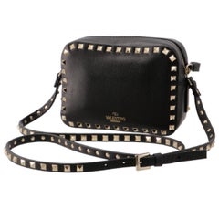 NEW Valentino Black Garavani Rockstud Leather Crossbody Bag