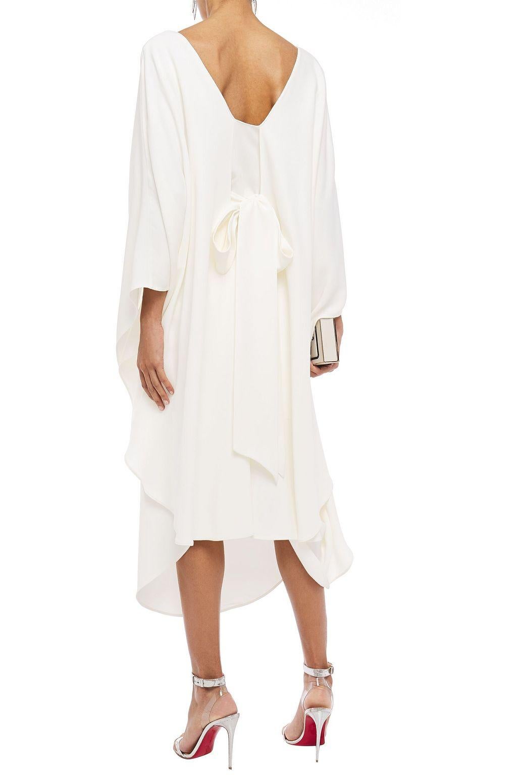 Gray NEW Valentino Draped Cady Silk Evening Bridal Goddess Gown Cape Dress 8 For Sale