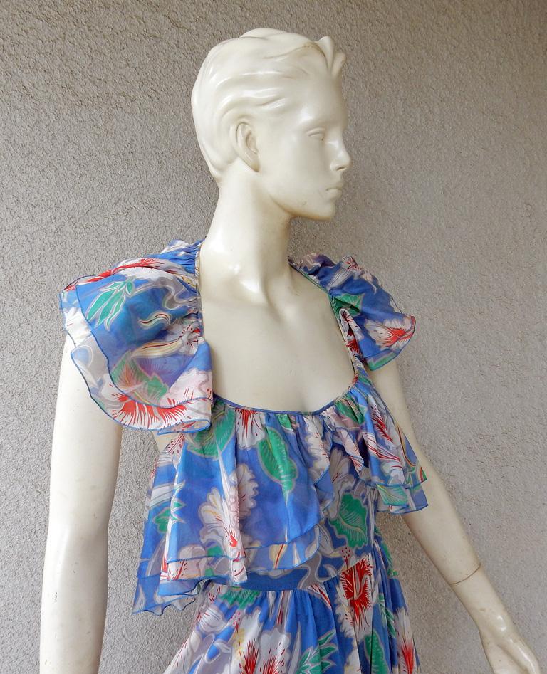 Gray New Valentino Floral Halter Maxi Dress For Sale