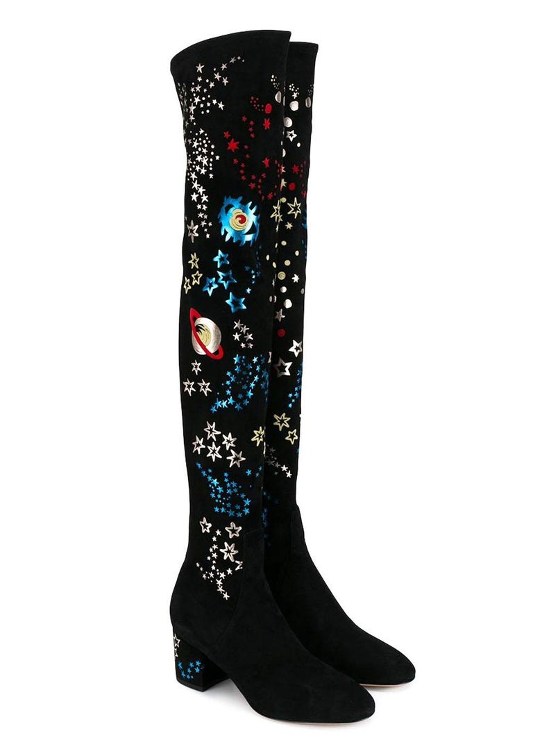 New Valentino Garavani *Astro Couture* Stretch Suede Over-the-Knee Boots 39  -8.5 at 1stDibs