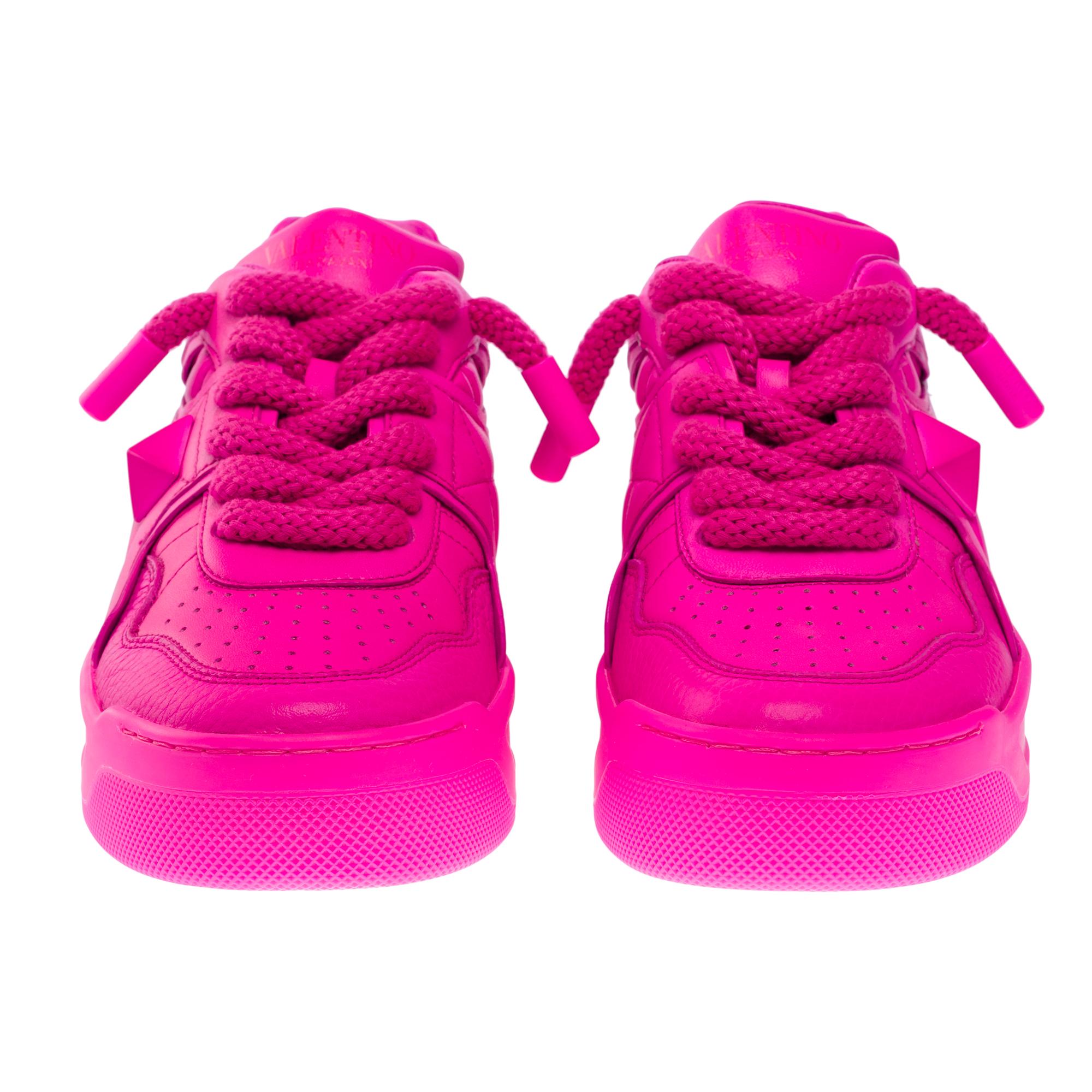 New Valentino Garavani ONE STUD XL Women Sneakers in Pink leather, Size 39 3