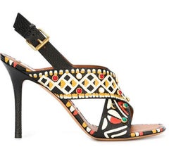 New VALENTINO GARAVANI Runway Hand-Painted Studded High Heel Sandals 41 - US 11