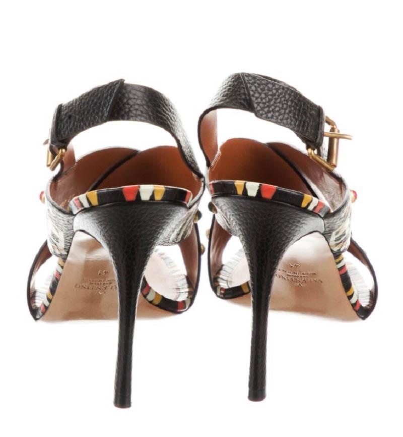 New VALENTINO GARAVANI Runway Hand-Painted Studded High Heel Sandals 41 - US 11 In New Condition For Sale In Montgomery, TX