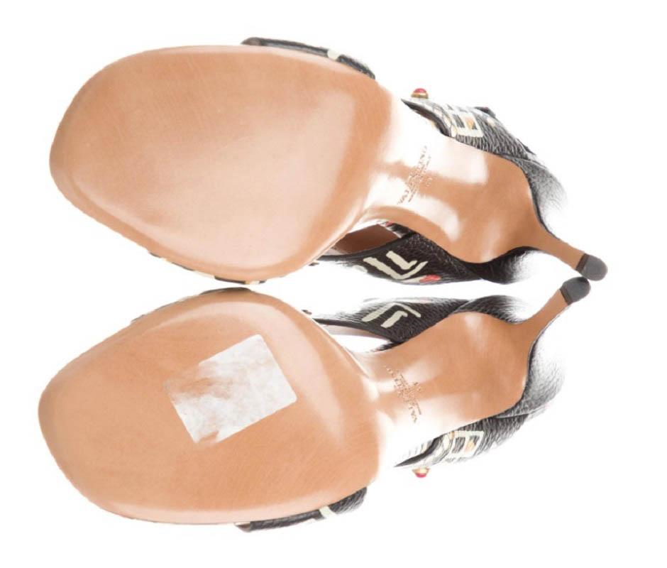 Women's New VALENTINO GARAVANI Runway Hand-Painted Studded High Heel Sandals 41 - US 11 For Sale