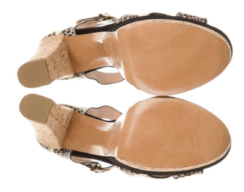 Chaussures à talons en liège à double plateforme serpent Valentino Garavani, Taille 39,5 - 9,5, Neuf Pour femmes en vente