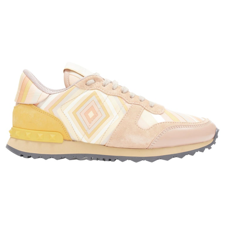 new VALENTINO Native pink print stud Rockrunner sneaker For Sale at 1stDibs